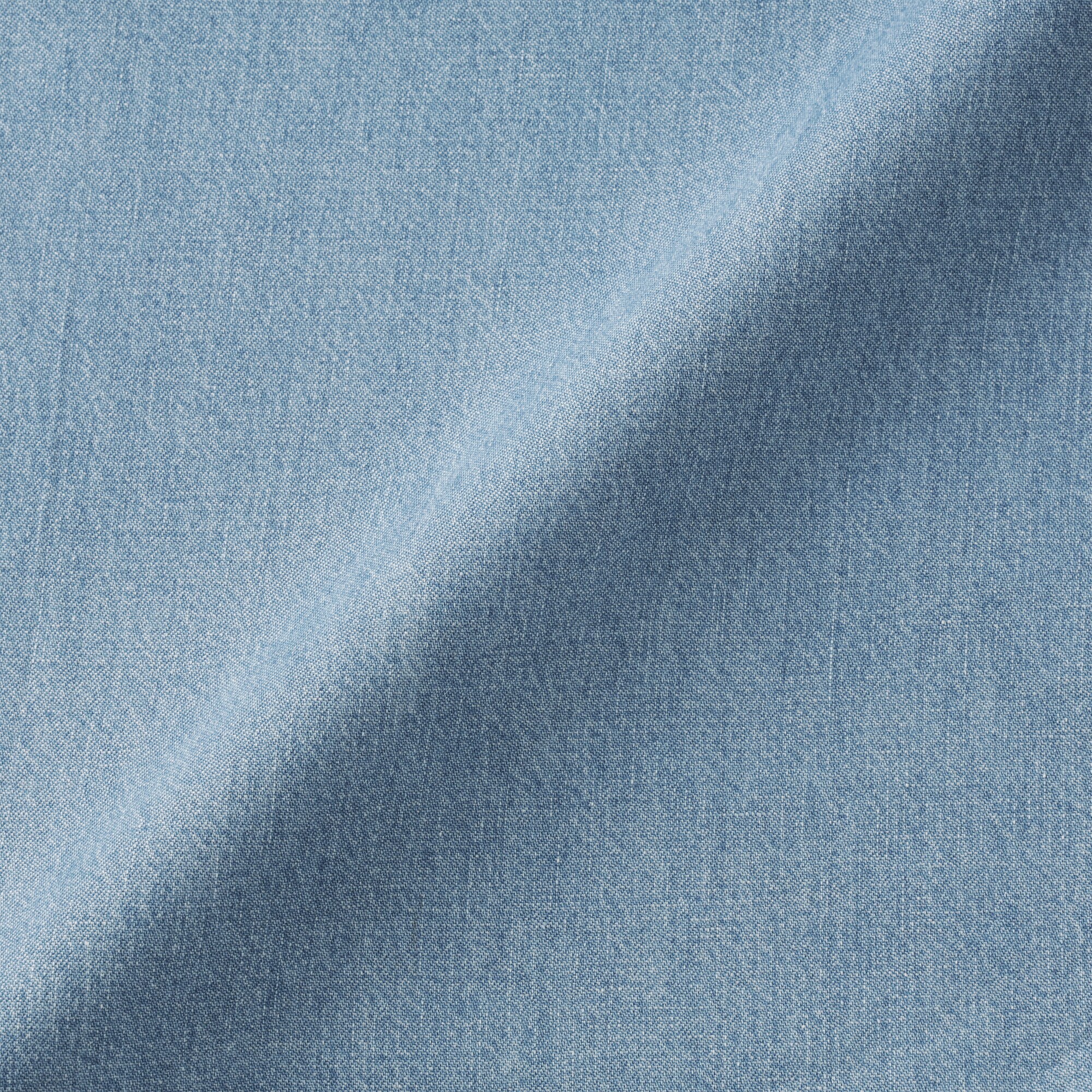 婦人　カポック混　ライトデニム　長袖ワンピース