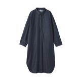 婦人　カポック混　ライトデニム　長袖ワンピース