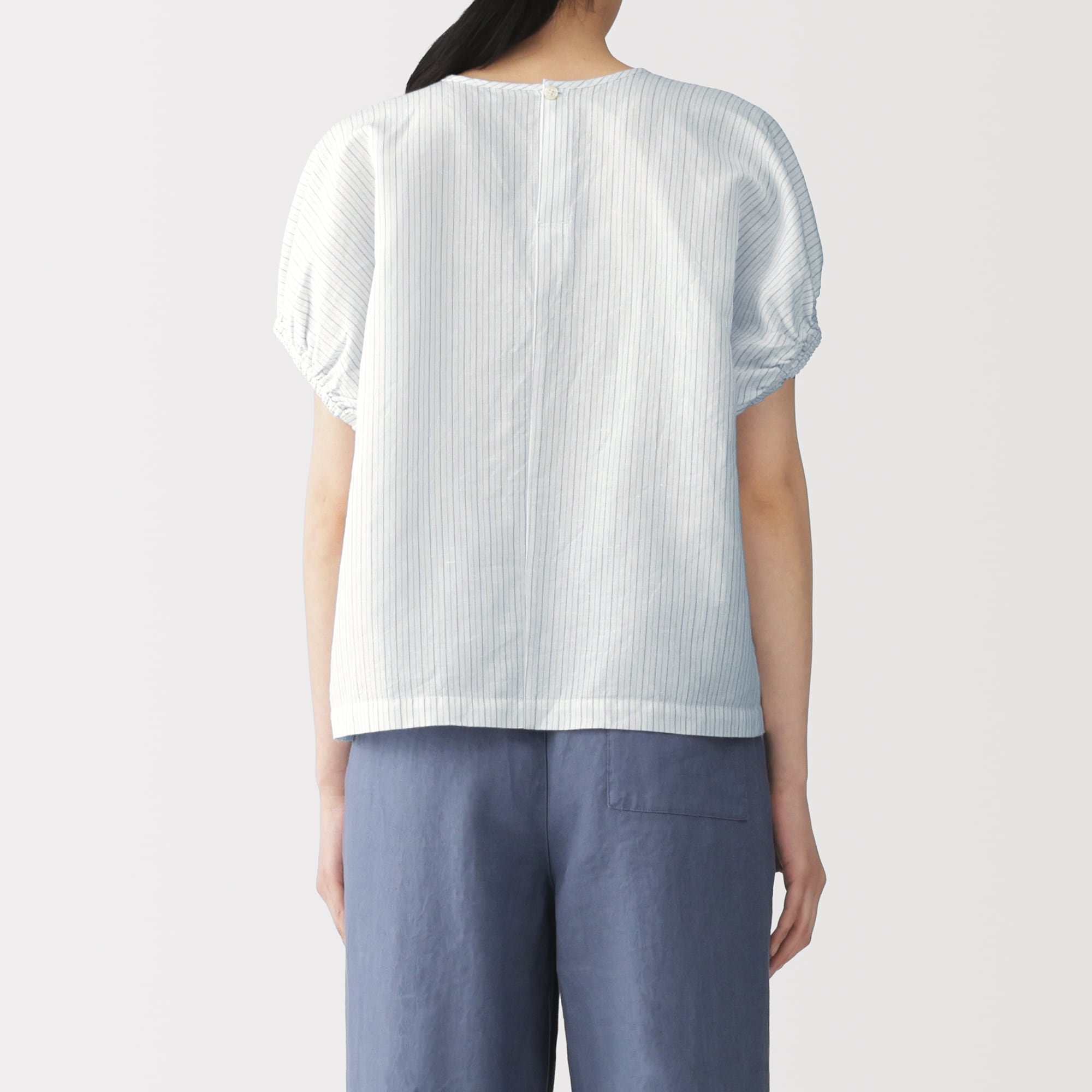 婦人　ヘンプコットン　ギャザースリーブブラウス