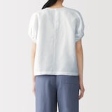 婦人　ヘンプコットン　ギャザースリーブブラウス