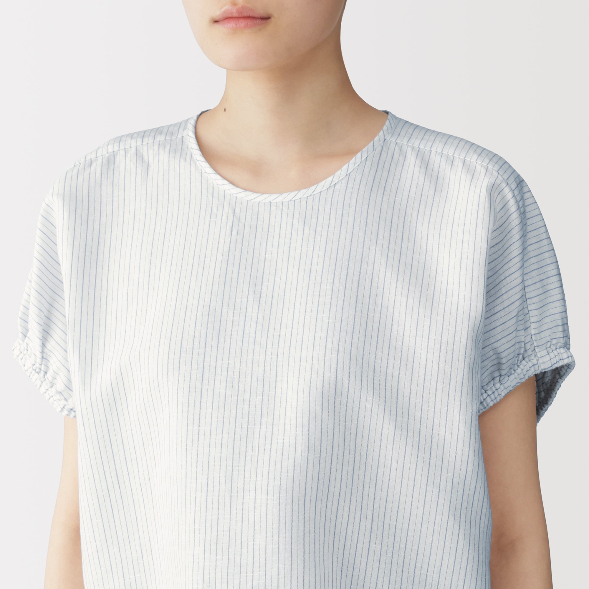 婦人　ヘンプコットン　ギャザースリーブブラウス