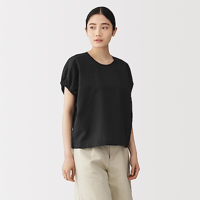 婦人　ヘンプコットン　ギャザースリーブブラウス