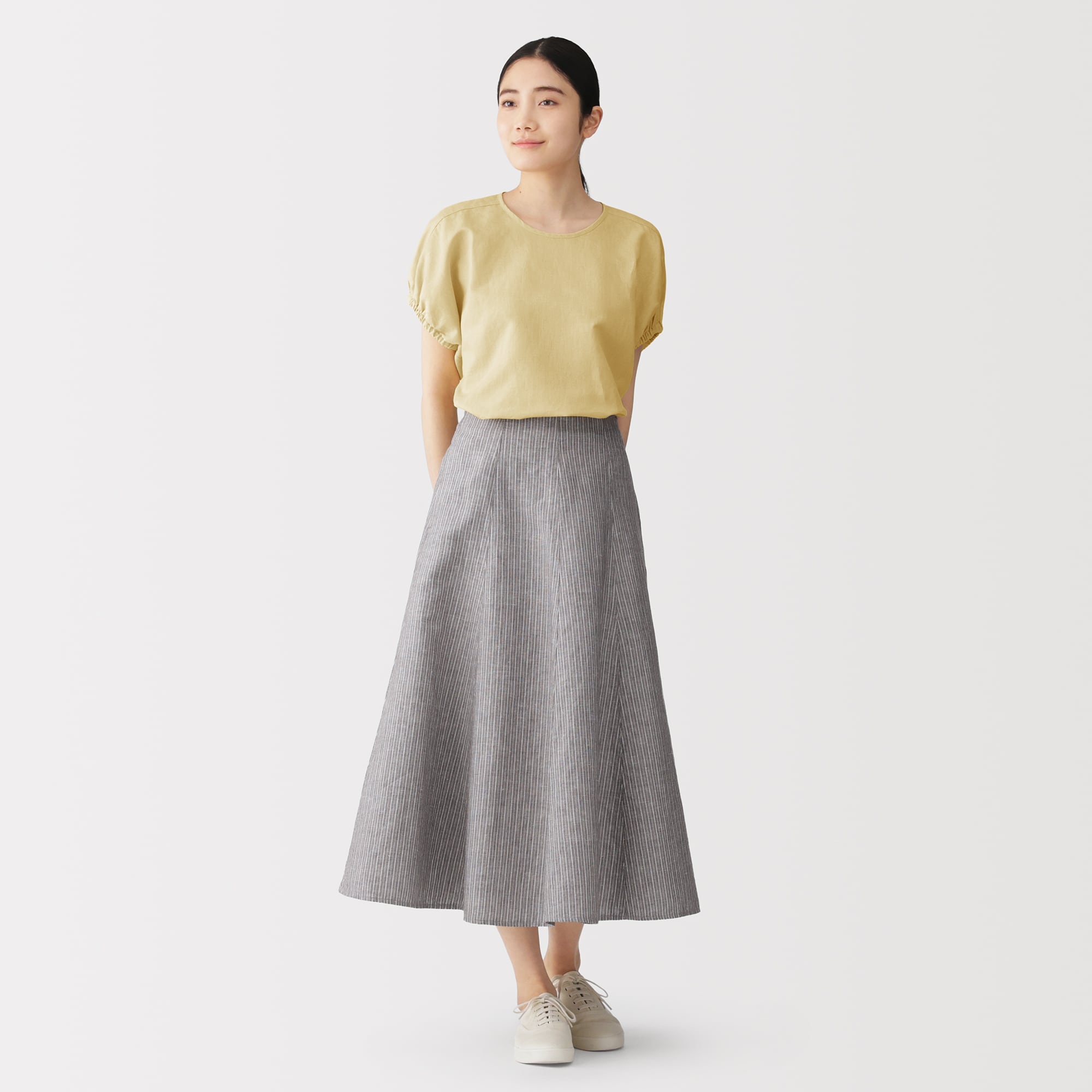 婦人　ヘンプコットン　ギャザースリーブブラウス