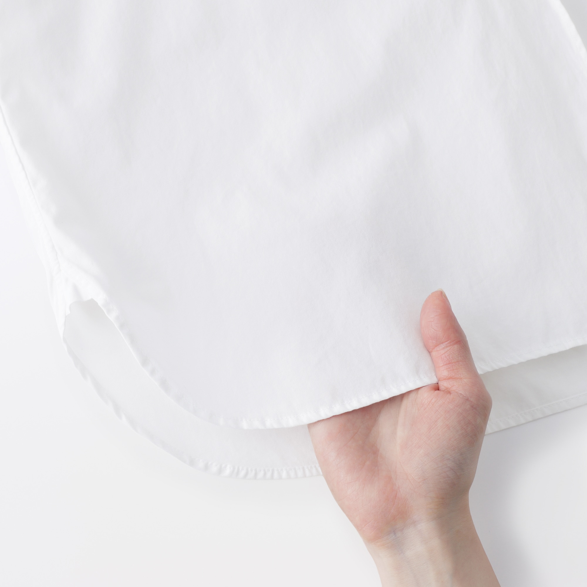 美品✨エトレトウキョウ コットン スタンドカラー ロングシャツジャケット 白 婦人 洗いざらし ブロードスタンドカラー長袖ロングシャツ | 無印良品