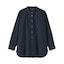 婦人　洗いざらし　ブロードスタンドカラー長袖ロングシャツ