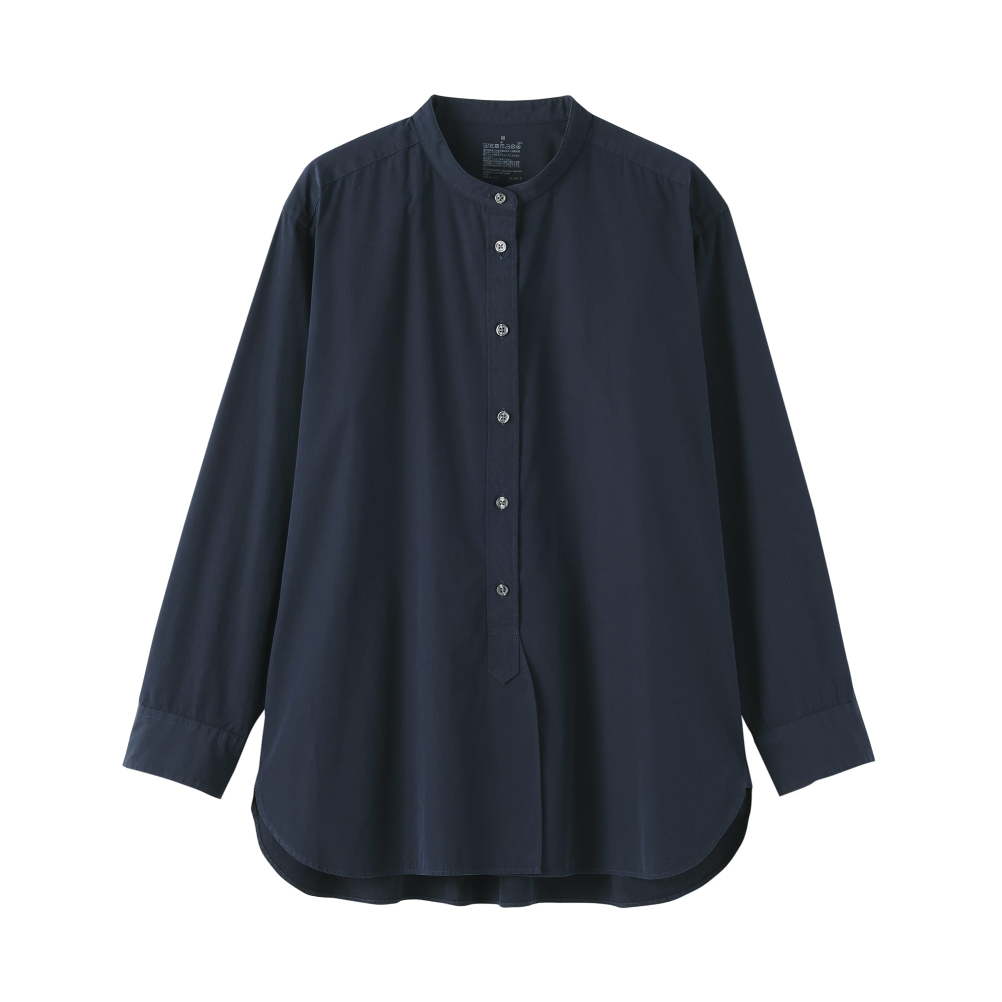 婦人 洗いざらし ブロードスタンドカラー長袖ロングシャツ | 無印良品