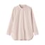 婦人　洗いざらし　ブロードスタンドカラー長袖ロングシャツ
