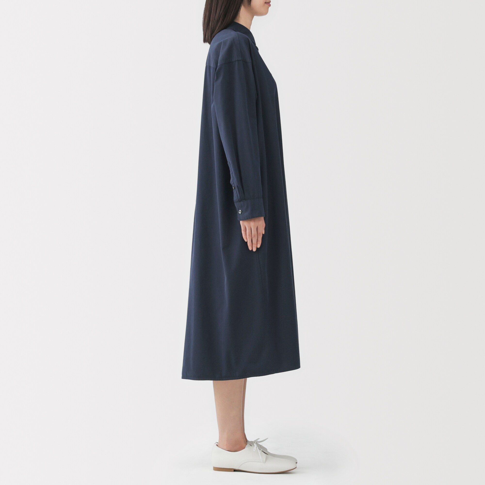 婦人 洗いざらし ブロード長袖シャツワンピース | 無印良品