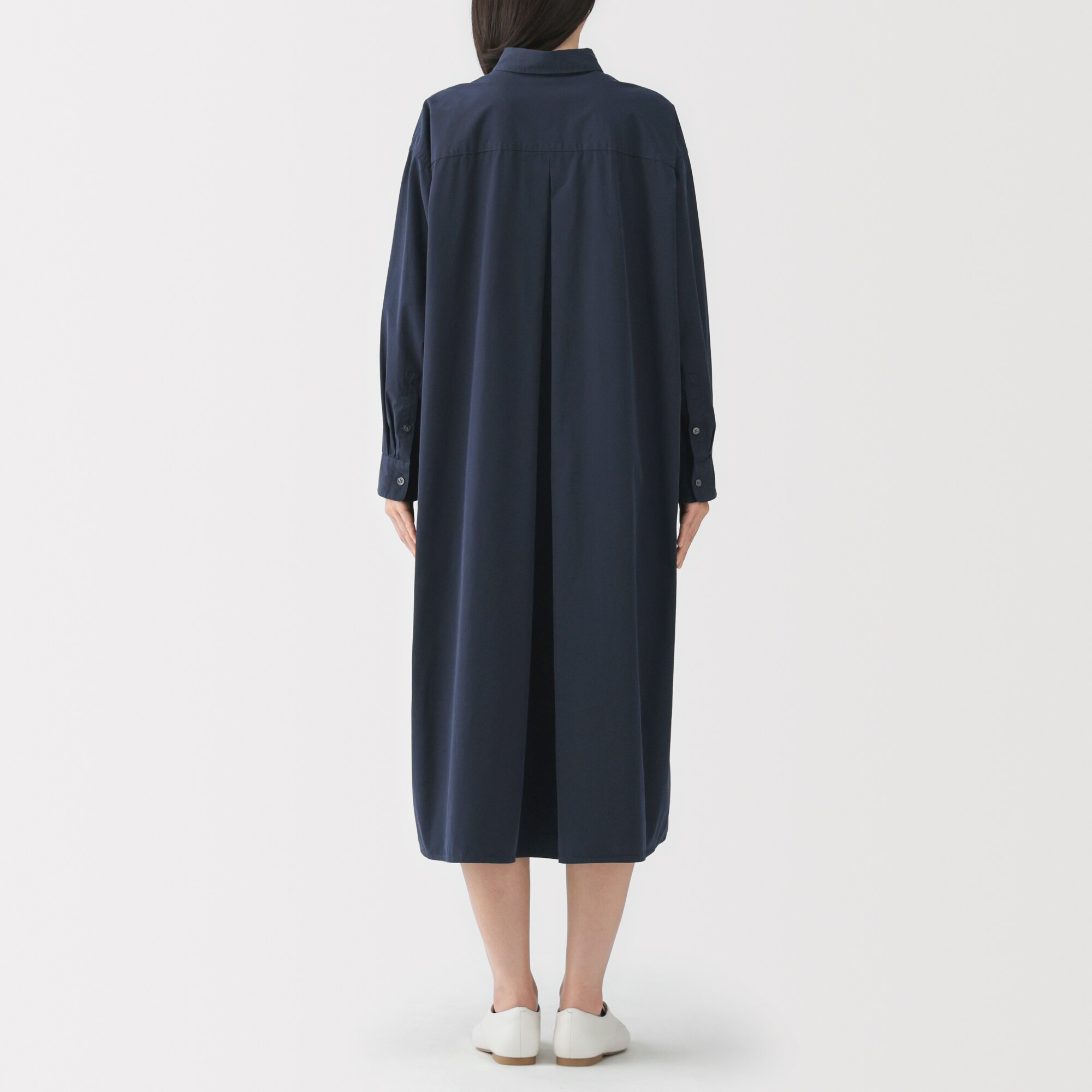 婦人 洗いざらし ブロード長袖シャツワンピース | 無印良品