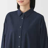 婦人　洗いざらし　ブロード長袖シャツワンピース