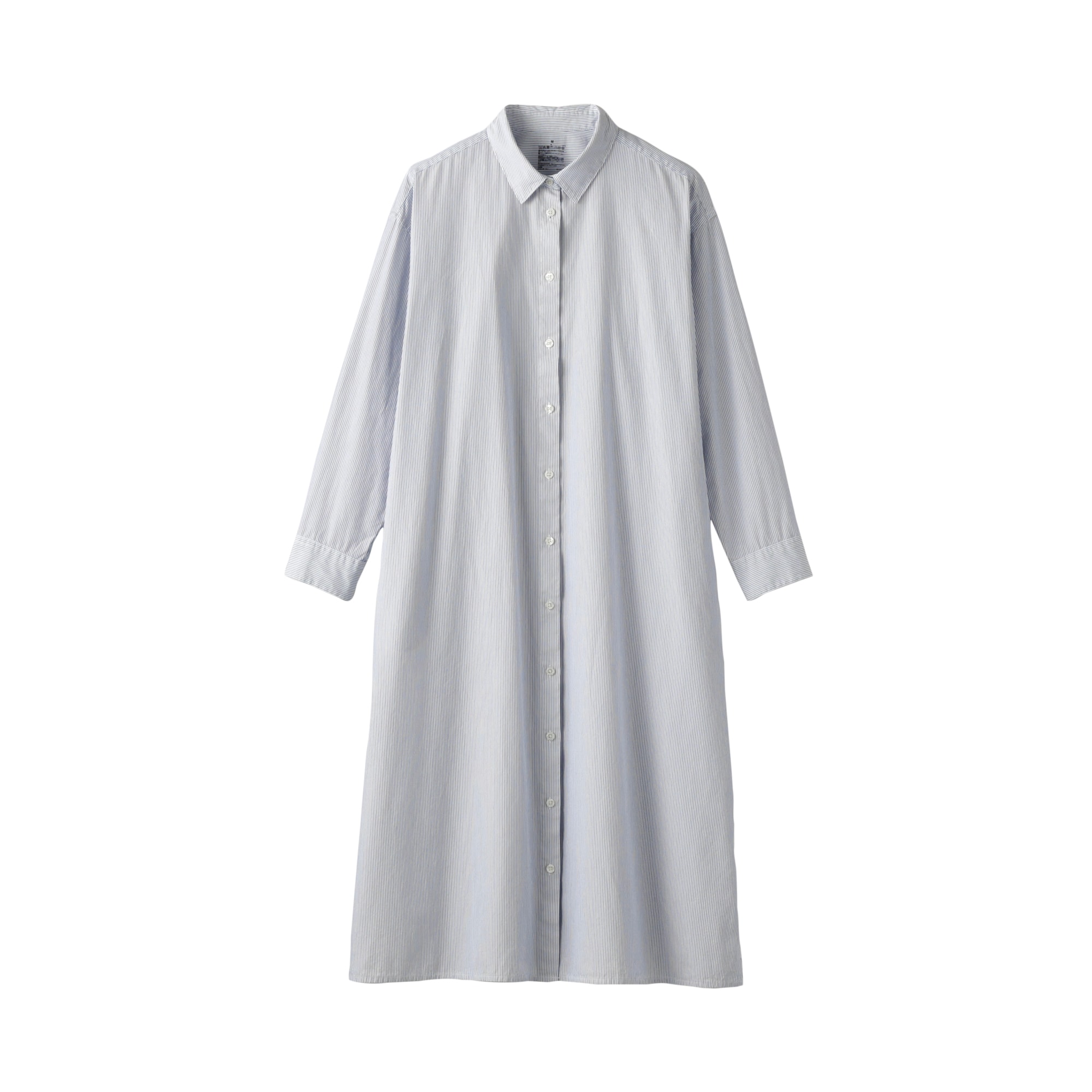 婦人　洗いざらし　ブロード長袖シャツワンピース