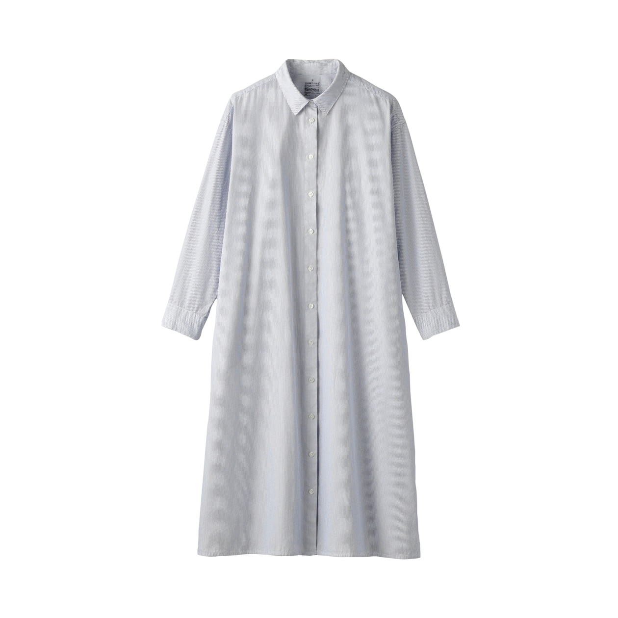 婦人　洗いざらし　ブロード長袖シャツワンピース