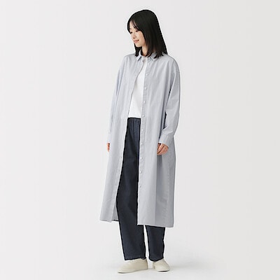 【１２月上旬発売予定】婦人　洗いざらし　ブロード長袖シャツワンピース