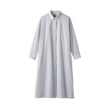 婦人　洗いざらし　ブロード長袖シャツワンピース