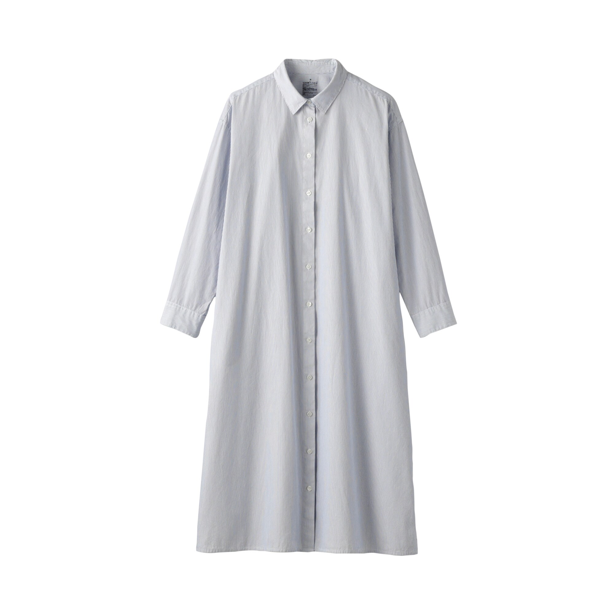 婦人　洗いざらし　ブロード長袖シャツワンピース