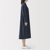 婦人　洗いざらし　ブロード長袖シャツワンピース