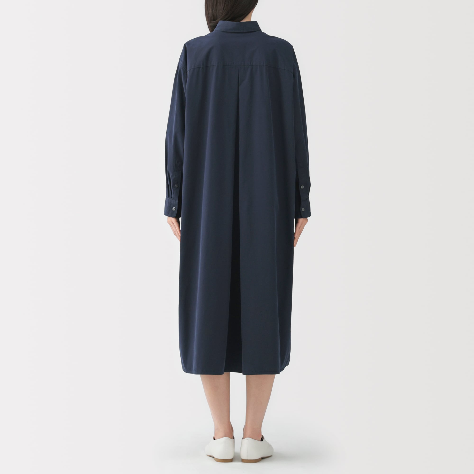 婦人 洗いざらし ブロード長袖シャツワンピース | 無印良品