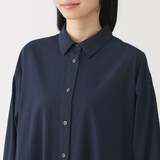 婦人　洗いざらし　ブロード長袖シャツワンピース