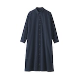 婦人　洗いざらし　ブロード長袖シャツワンピース