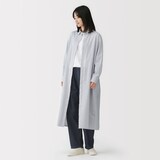 婦人　洗いざらし　ブロード長袖シャツワンピース