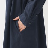 婦人　洗いざらし　ブロード長袖シャツワンピース