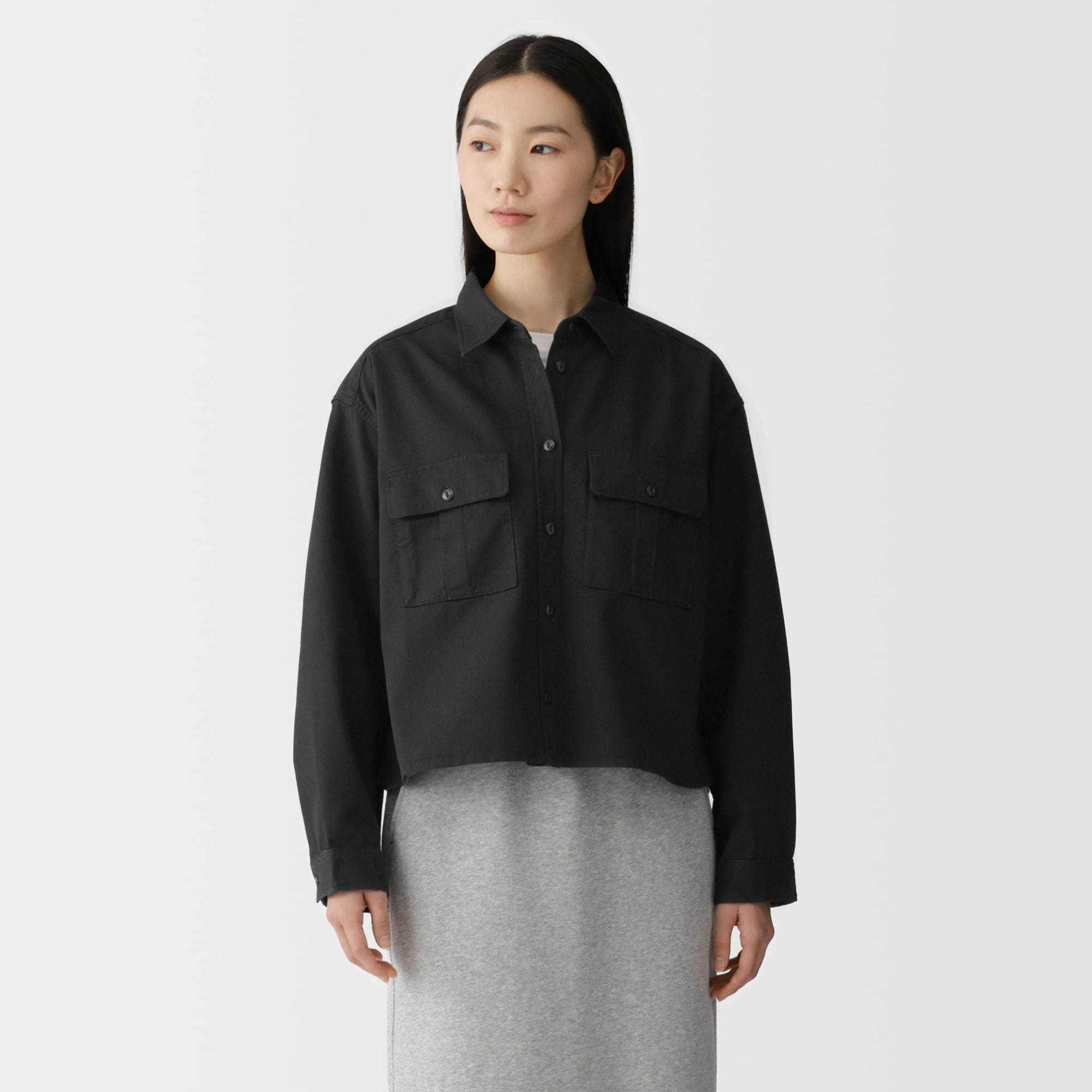 婦人　カポック混　ライトツイル　長袖シャツ