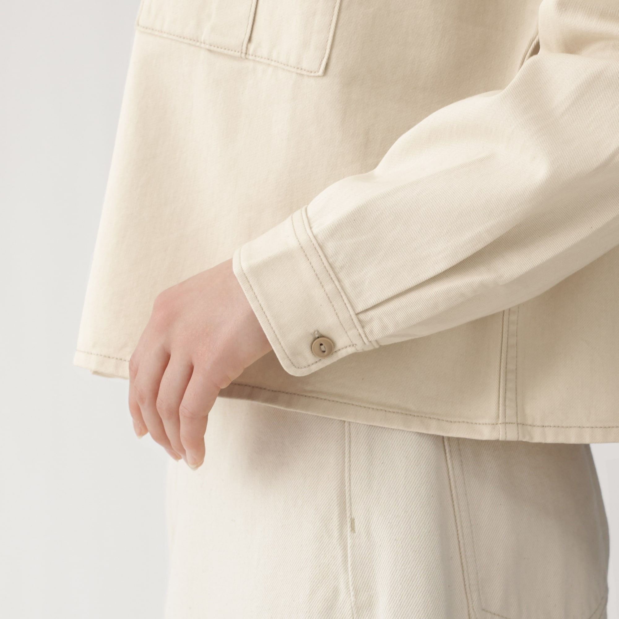 婦人　カポック混　ライトツイル　長袖シャツ