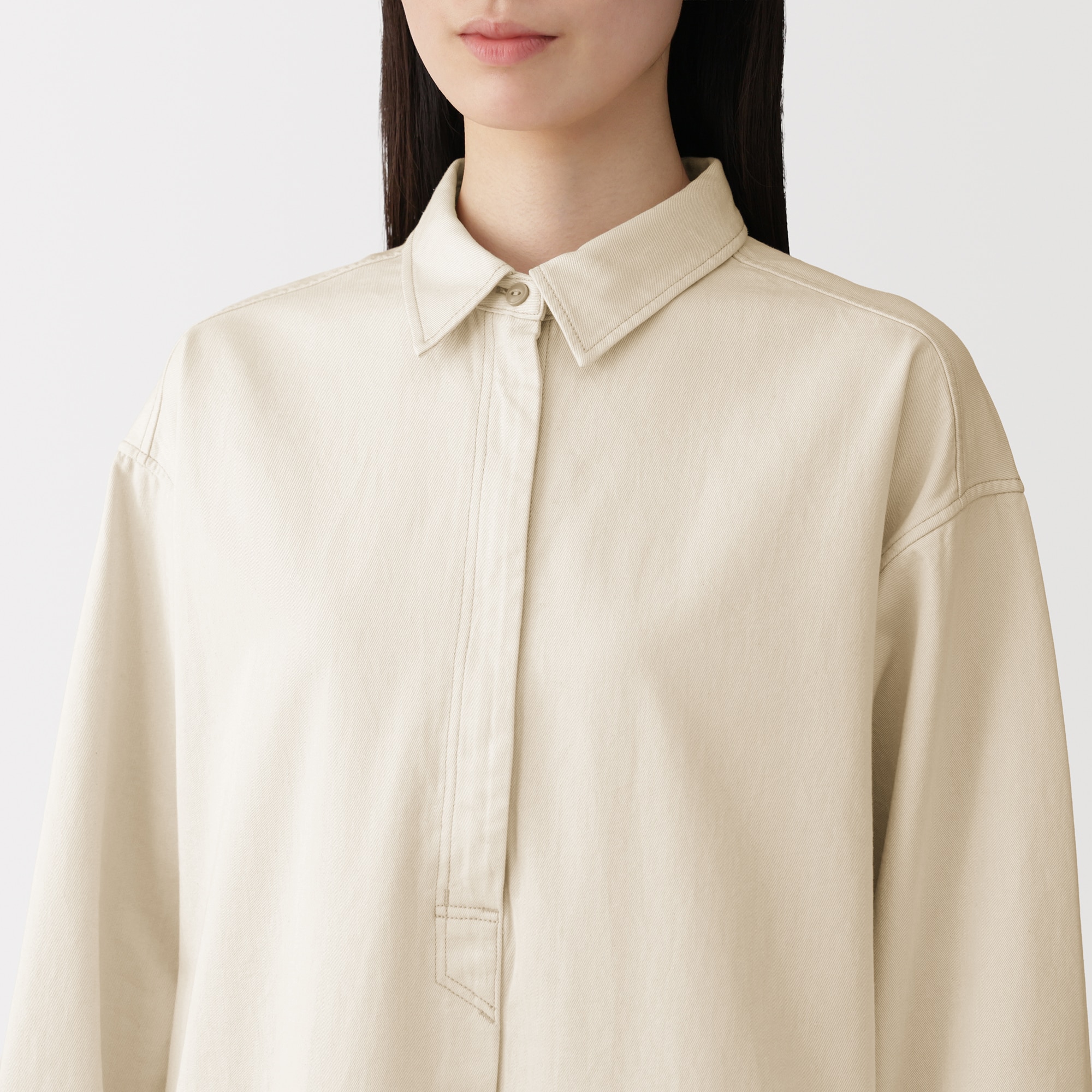 婦人　カポック混　ライトツイル　長袖ワンピース