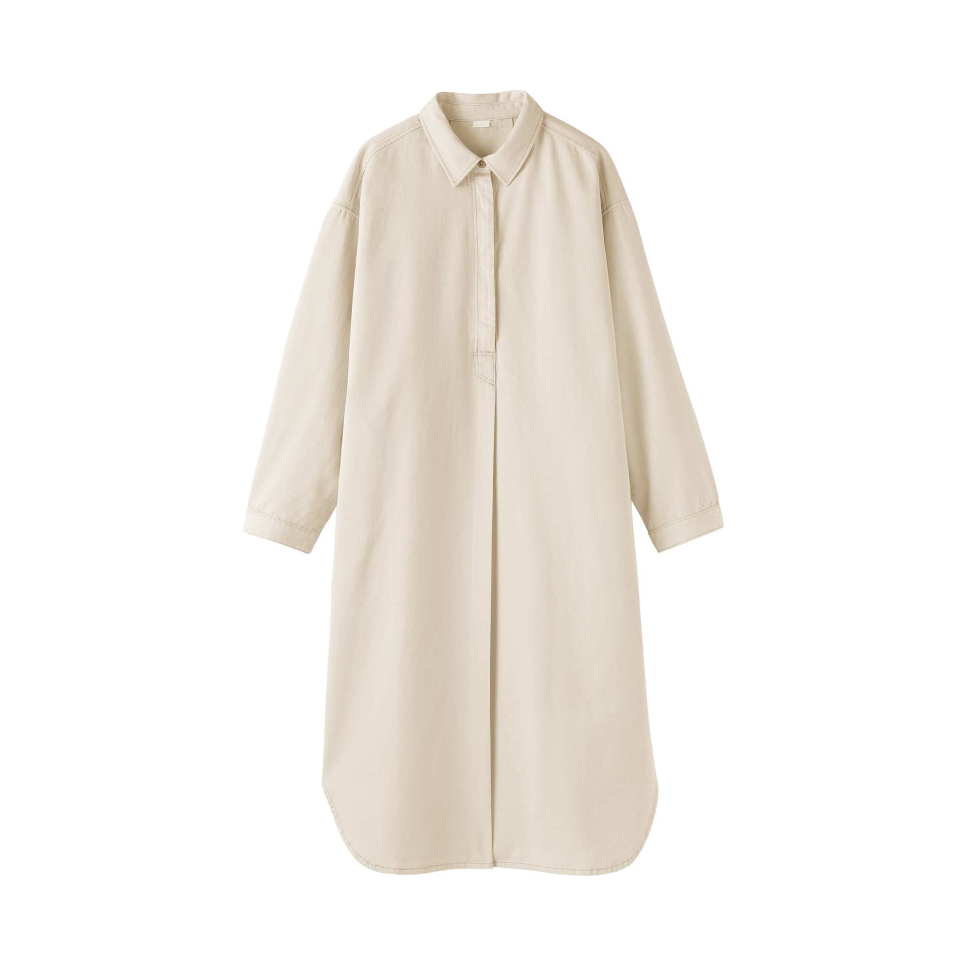 婦人　カポック混　ライトツイル　長袖ワンピース