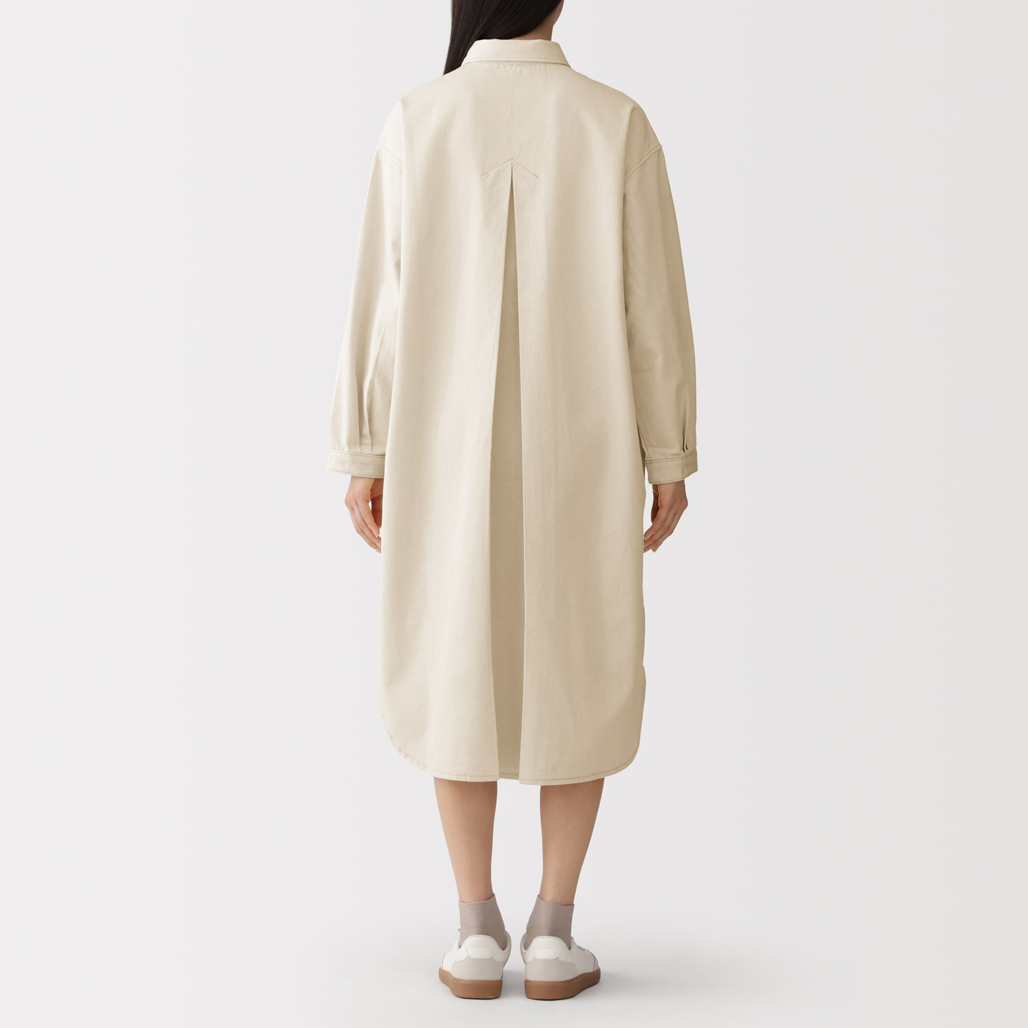 婦人　カポック混　ライトツイル　長袖ワンピース