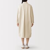 婦人　カポック混　ライトツイル　長袖ワンピース