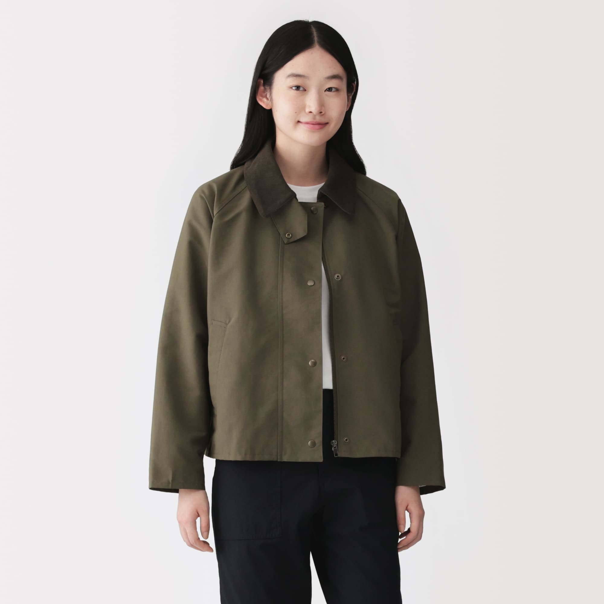 婦人　撥水　コーデュロイ衿　ショートブルゾン