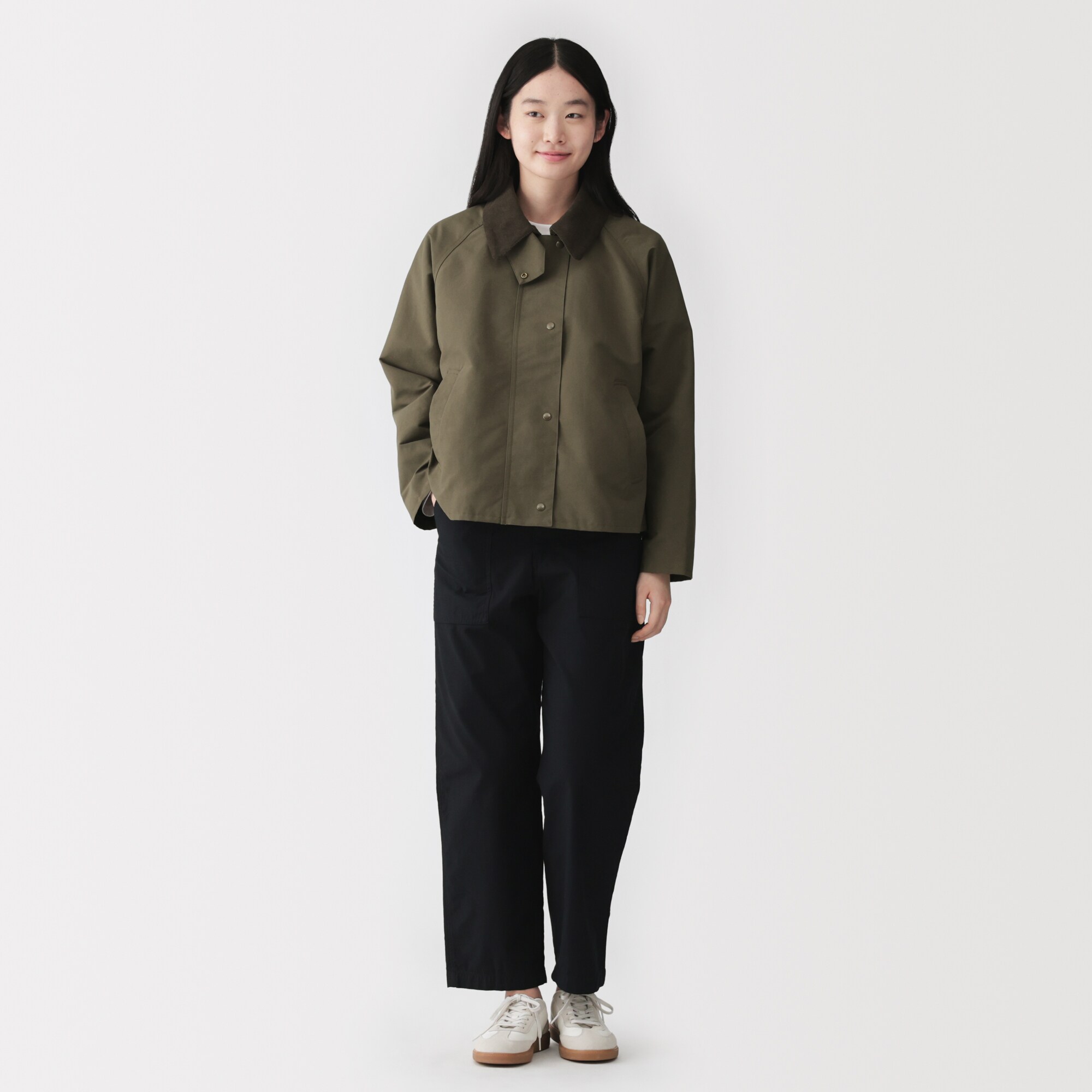 婦人　撥水　コーデュロイ衿　ショートブルゾン