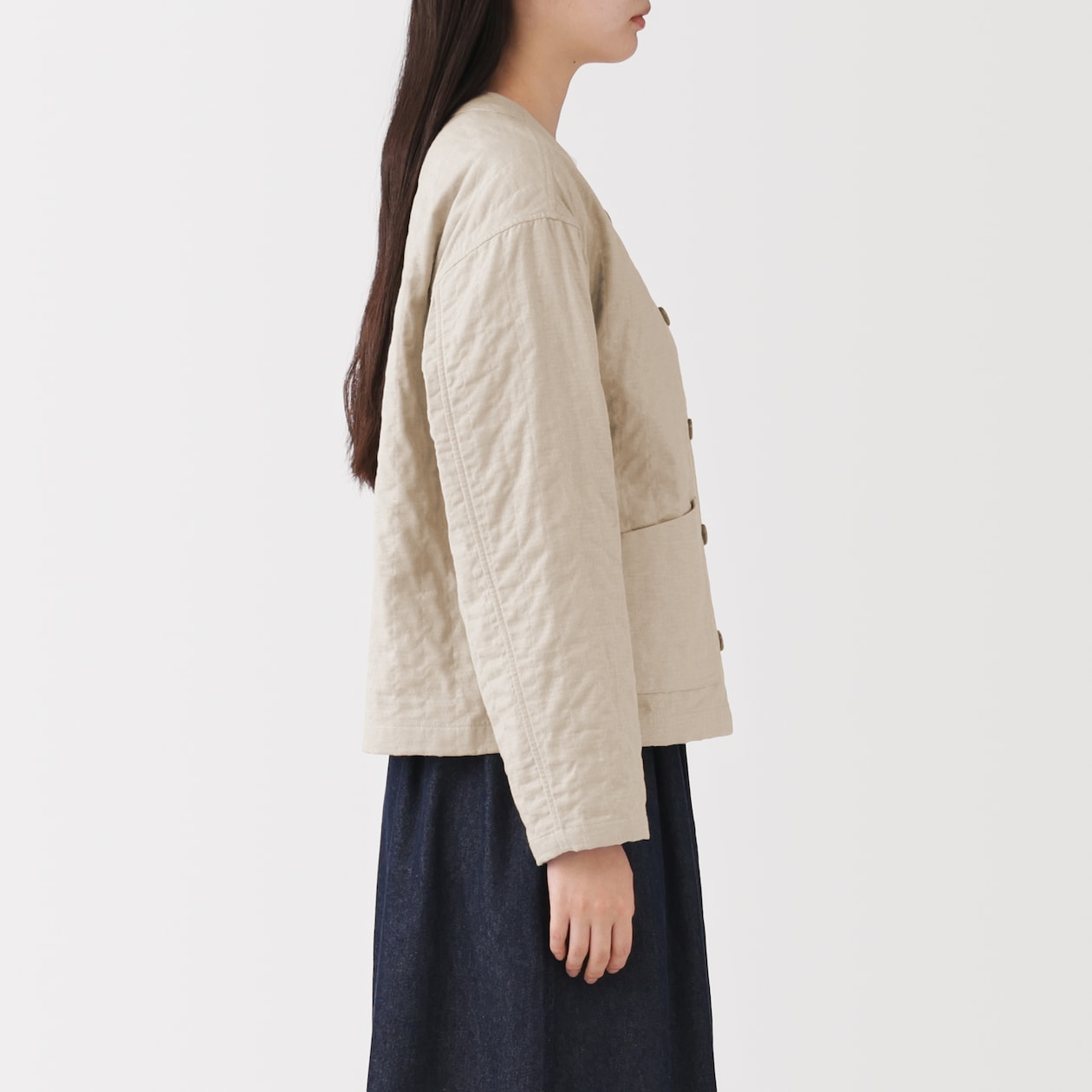 婦人　カポック混二重ガーゼ　キルトジャケット