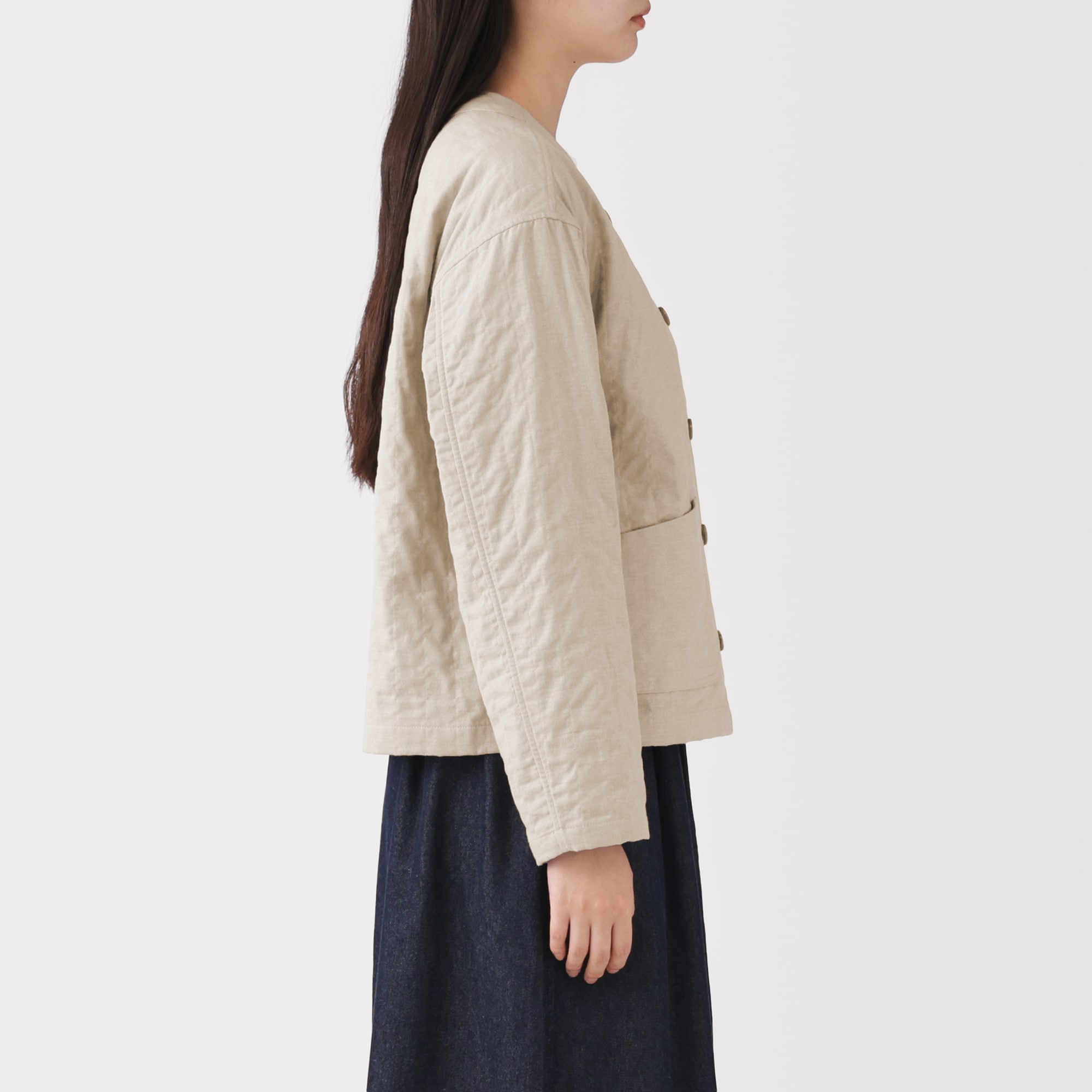 婦人 カポック混二重ガーゼ キルトジャケット | 無印良品