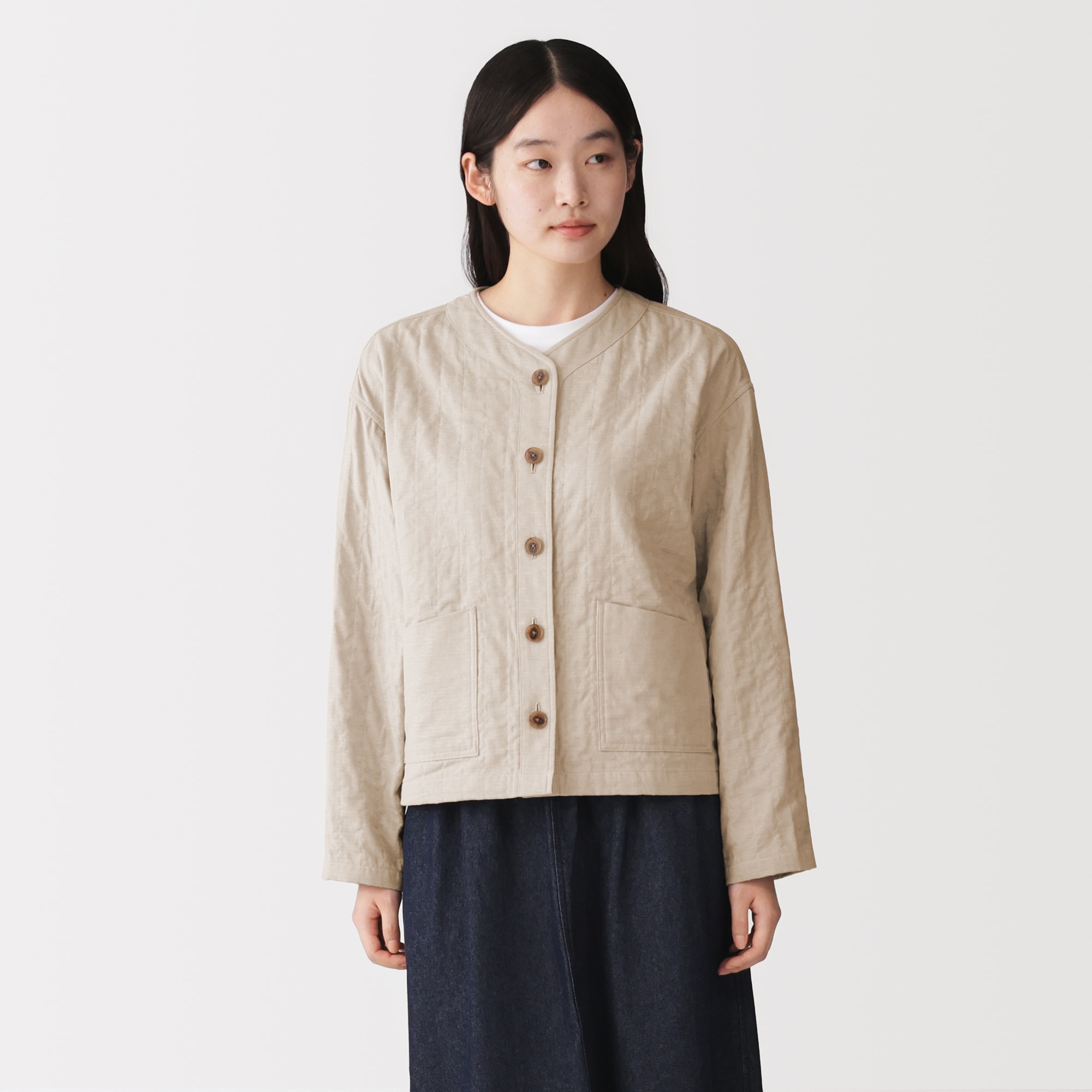 婦人 カポック混二重ガーゼ キルトジャケット | 無印良品