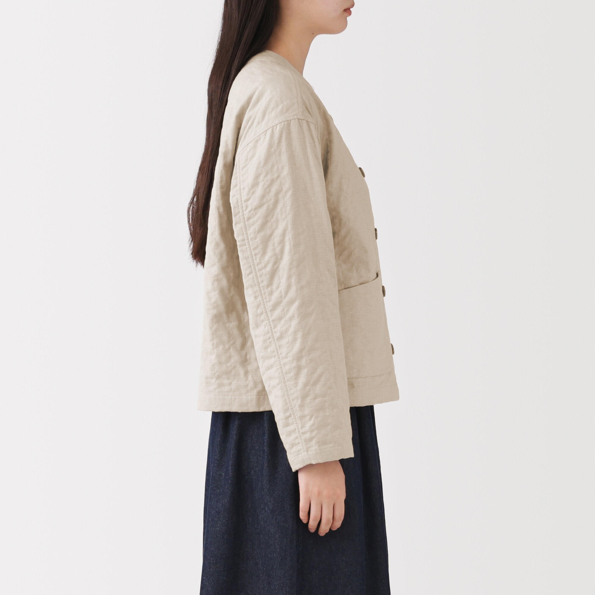 婦人　カポック混二重ガーゼ　キルトジャケット