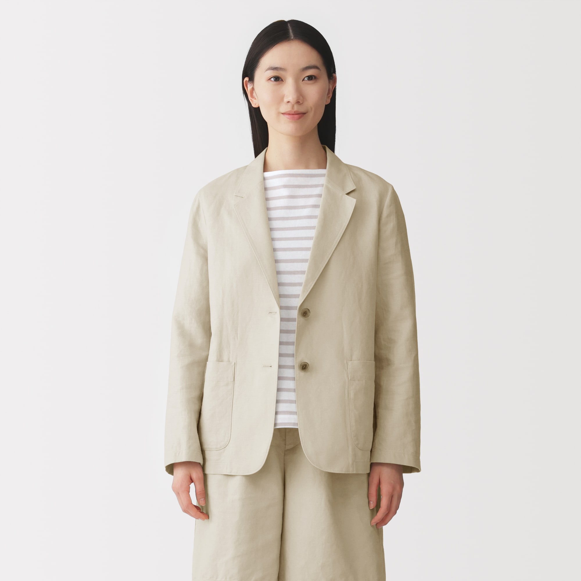 婦人　ヘンプ混　ツイル　テーラードジャケット