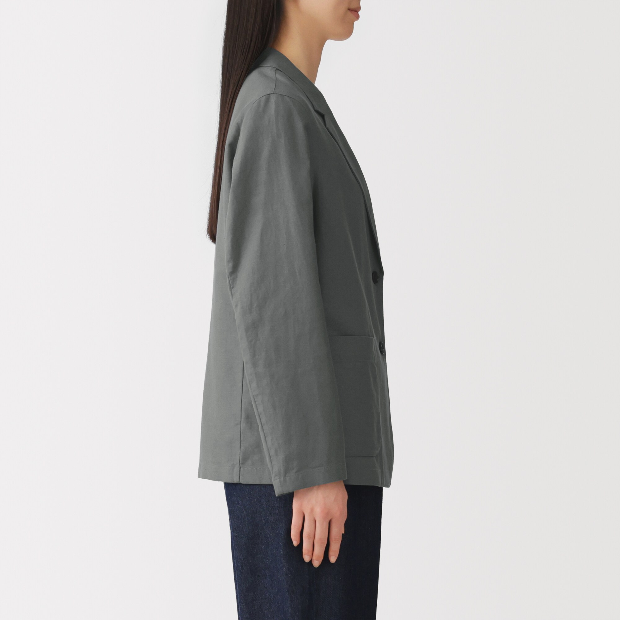 婦人　ヘンプ混　ツイル　テーラードジャケット