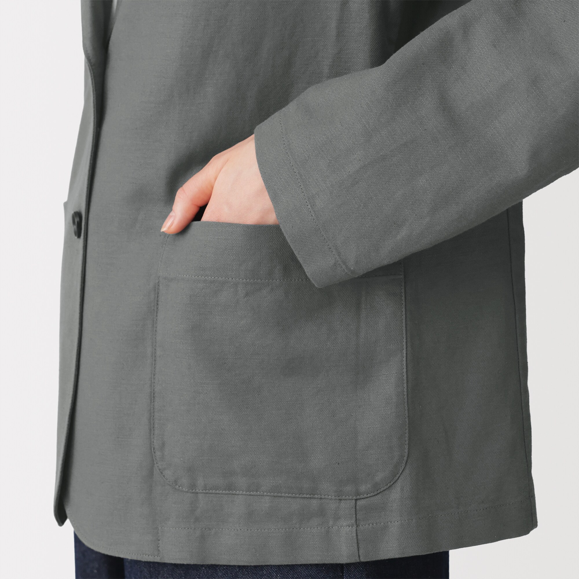 婦人　ヘンプ混　ツイル　テーラードジャケット