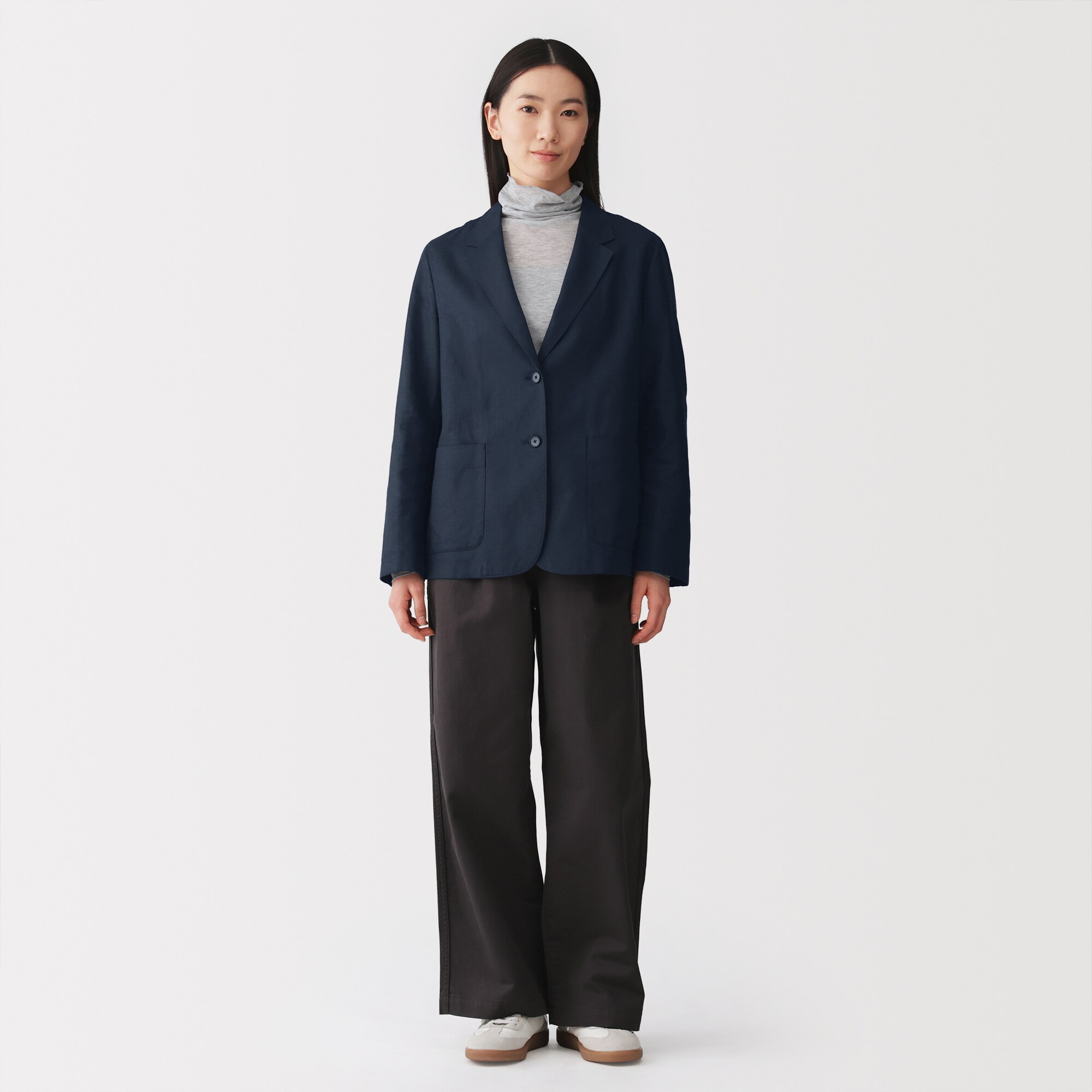 婦人　ヘンプ混　ツイル　テーラードジャケット