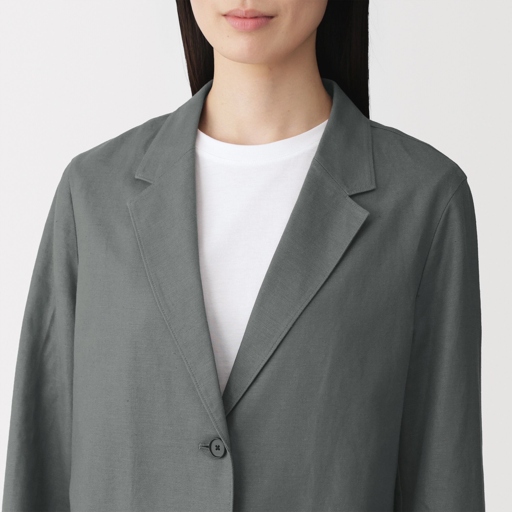 婦人　ヘンプ混　ツイル　テーラードジャケット