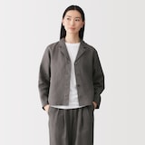 婦人　リネン　洗いざらし　シャツジャケット