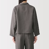 婦人　リネン　洗いざらし　シャツジャケット