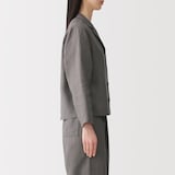 婦人　リネン　洗いざらし　シャツジャケット