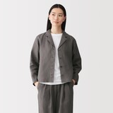 婦人　リネン　洗いざらし　シャツジャケット