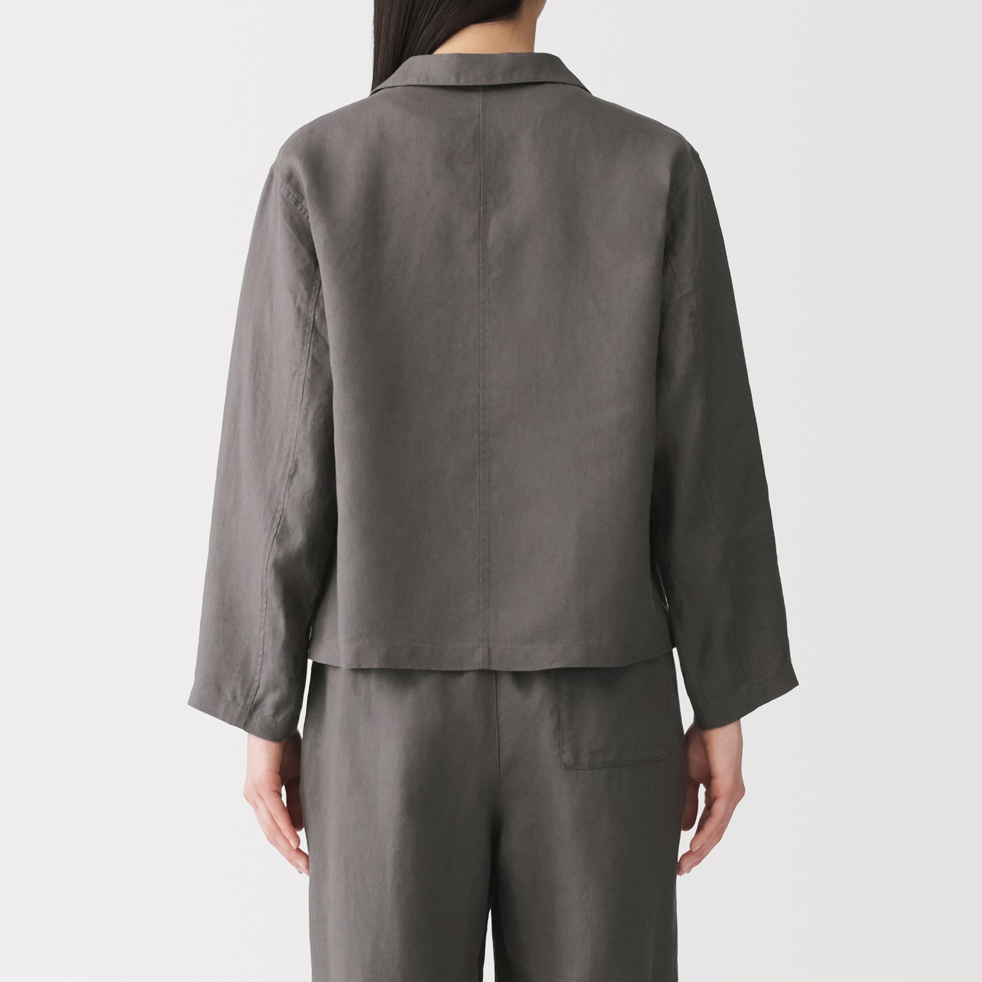 婦人　リネン　洗いざらし　シャツジャケット