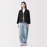 婦人　リネン　洗いざらし　シャツジャケット