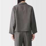 婦人　リネン　洗いざらし　シャツジャケット
