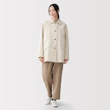 婦人　撥水　コットン混　ツイル　ステンカラーハーフコート